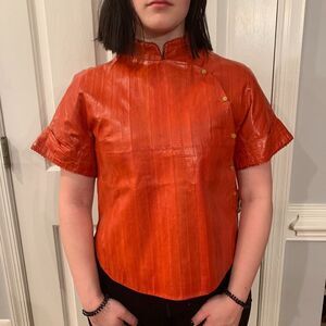 Shiatzy Chen High End Paper Leather Asian Top  6 42 NWT